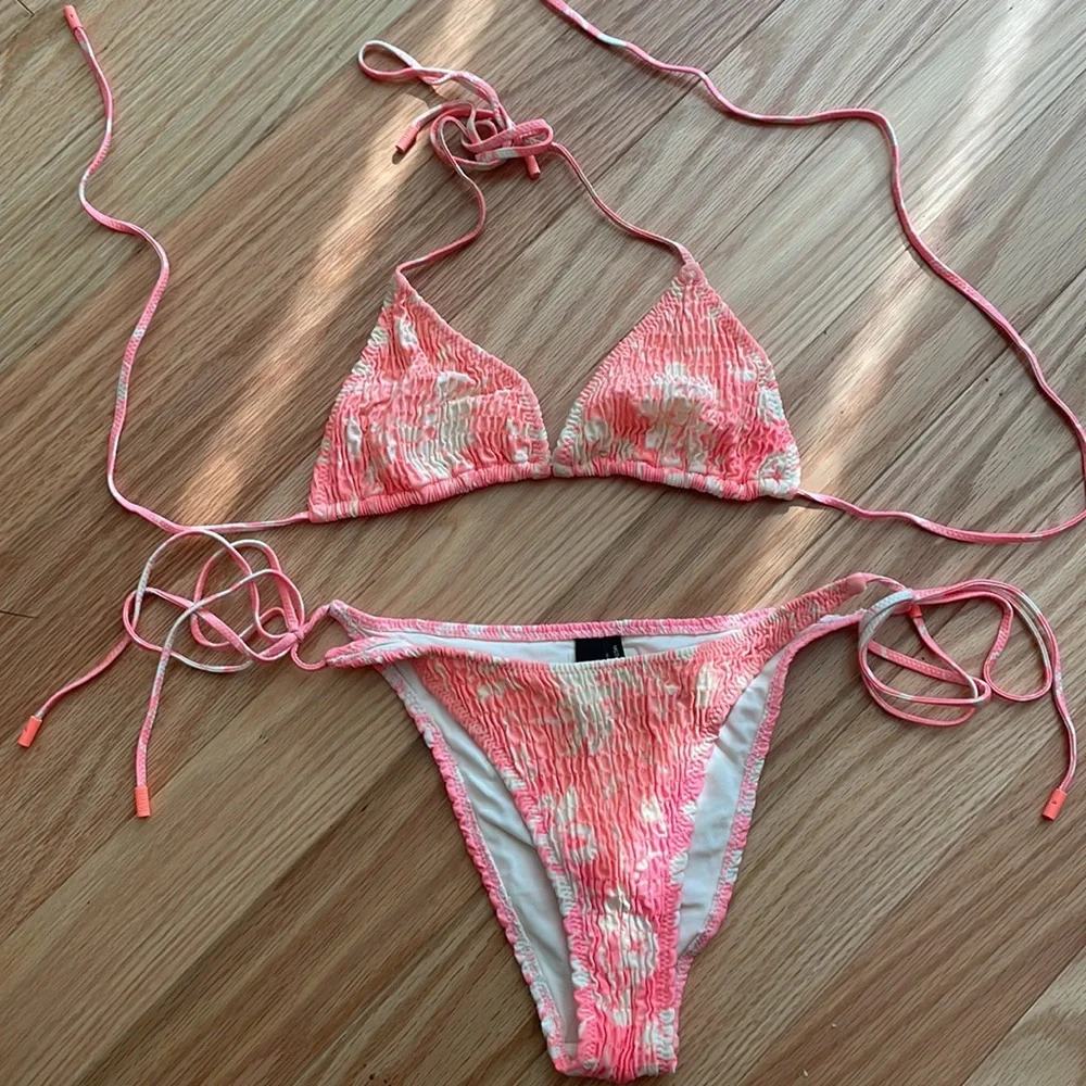 triangl swimwear Orange Floral Tie-Side Triangle Bikini